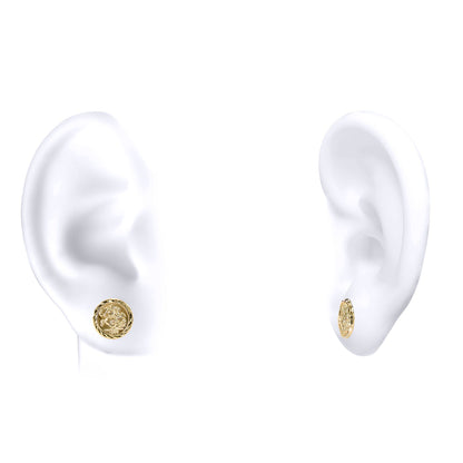 9ct Gold  St George & Dragon 1999 Medallion Stud Earrings, 10mm - JES376