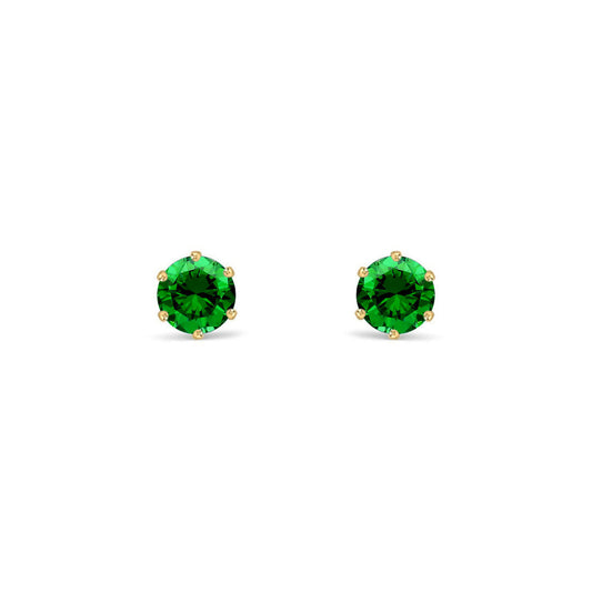 9ct Gold  Emerald-Green CZ Solitaire Stud Earrings, 4mm ½ Carat - JES389