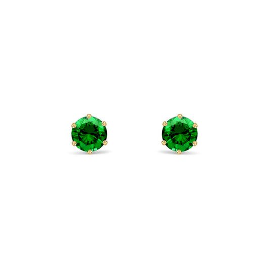 9ct Gold  Emerald-Green CZ Solitaire Stud Earrings, 4mm ½ Carat - JES389