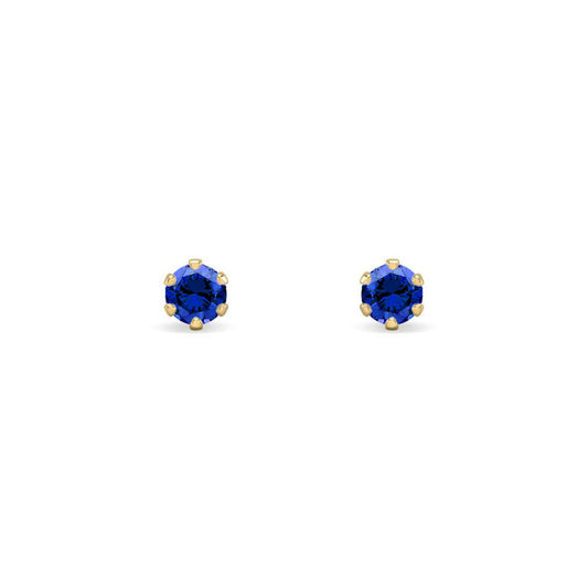 9ct Gold  Teal Blue CZ Solitaire Stud Earrings, 3mm ⅕ Carat - JES391