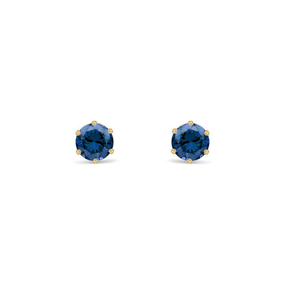 9ct Gold  Teal Blue CZ Solitaire Stud Earrings, 4mm ½ Carat - JES392