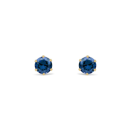 9ct Gold  Teal Blue CZ Solitaire Stud Earrings, 4mm ½ Carat - JES392