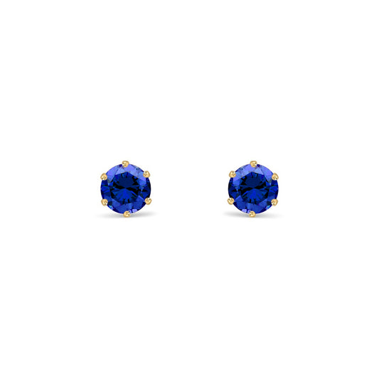 9ct Gold  Teal Blue CZ Solitaire Stud Earrings, 4mm ½ Carat - JES392