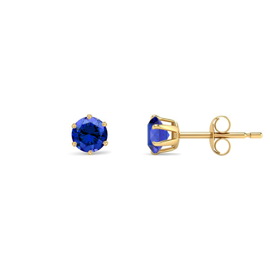 9ct Gold  Teal Blue CZ Solitaire Stud Earrings, 4mm ½ Carat - JES392
