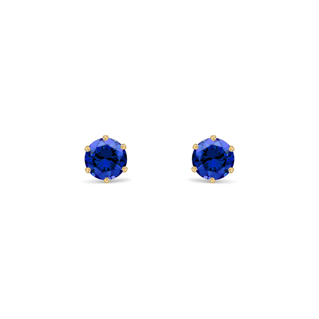 9ct Gold  Teal Blue CZ Solitaire Stud Earrings, 4mm ½ Carat - JES392
