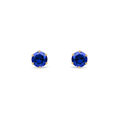 9ct Gold  Teal Blue CZ Solitaire Stud Earrings, 4mm ½ Carat - JES392