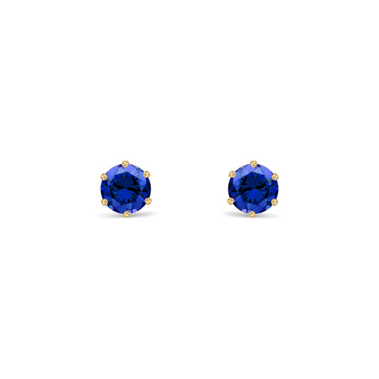 9ct Gold  Teal Blue CZ Solitaire Stud Earrings, 4mm ½ Carat - JES392