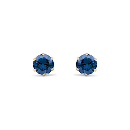 9ct Gold  Teal Blue CZ Solitaire Stud Earrings, 5mm 1 Carat - JES393