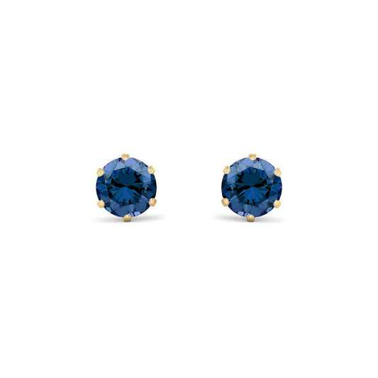 9ct Gold  Teal Blue CZ Solitaire Stud Earrings, 5mm 1 Carat - JES393
