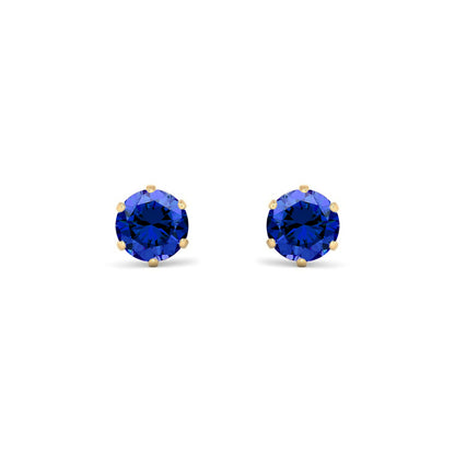 9ct Gold  Teal Blue CZ Solitaire Stud Earrings, 5mm 1 Carat - JES393
