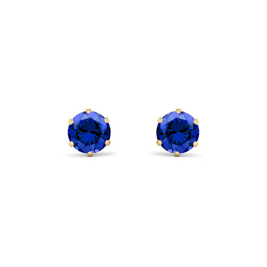 9ct Gold  Teal Blue CZ Solitaire Stud Earrings, 5mm 1 Carat - JES393
