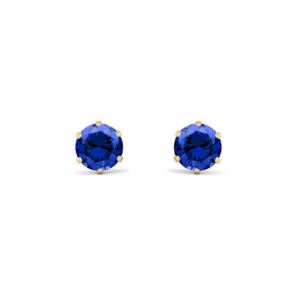 9ct Gold  Teal Blue CZ Solitaire Stud Earrings, 5mm 1 Carat - JES393