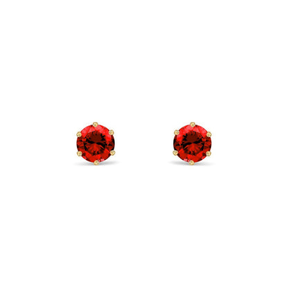 9ct Gold  Red CZ Solitaire Stud Earrings, 4mm ½ Carat - JES395
