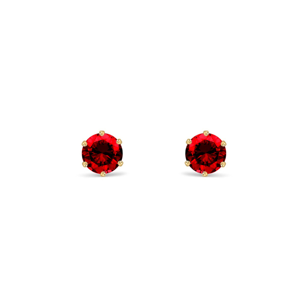 9ct Gold  Red CZ Solitaire Stud Earrings, 4mm ½ Carat - JES395