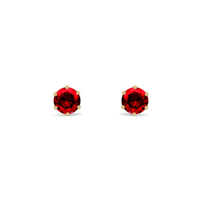 9ct Gold  Red CZ Solitaire Stud Earrings, 4mm ½ Carat - JES395