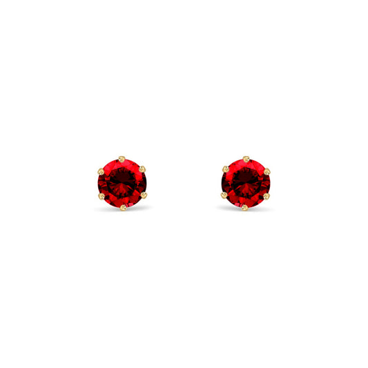 9ct Gold  Red CZ Solitaire Stud Earrings, 4mm ½ Carat - JES395