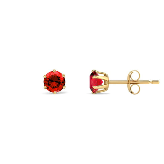 9ct Gold  Red CZ Solitaire Stud Earrings, 4mm ½ Carat - JES395