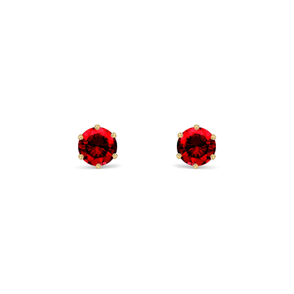 9ct Gold  Red CZ Solitaire Stud Earrings, 4mm ½ Carat - JES395
