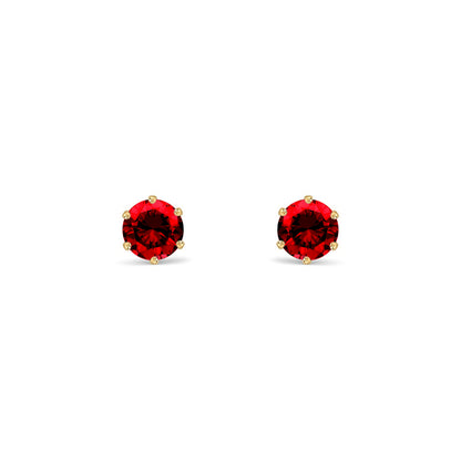 9ct Gold  Red CZ Solitaire Stud Earrings, 4mm ½ Carat - JES395