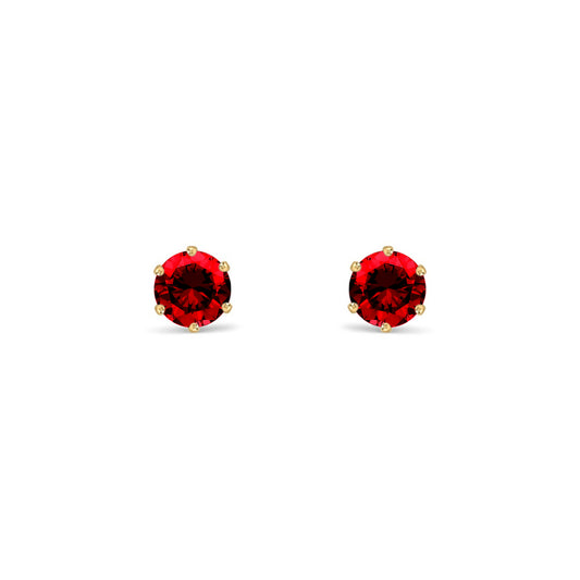 9ct Gold  Red CZ Solitaire Stud Earrings, 4mm ½ Carat - JES395