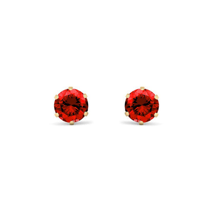 9ct Gold  Red CZ Solitaire Stud Earrings, 5mm 1 Carat - JES396