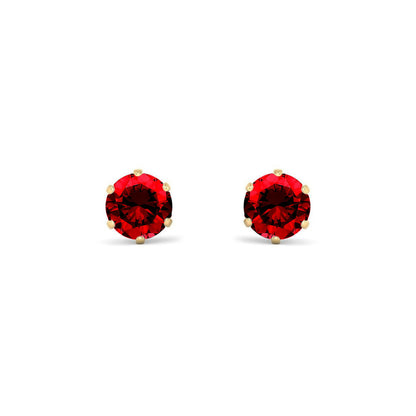 9ct Gold  Red CZ Solitaire Stud Earrings, 5mm 1 Carat - JES396