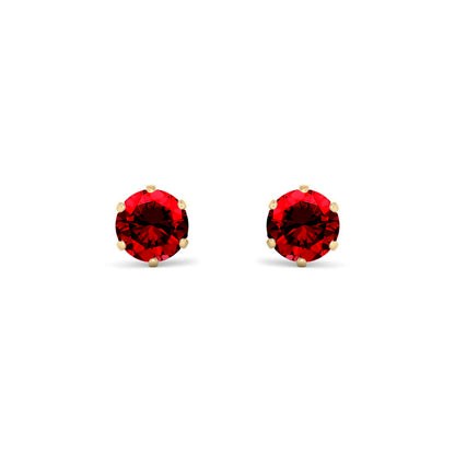 9ct Gold  Red CZ Solitaire Stud Earrings, 5mm 1 Carat - JES396