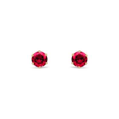 9ct Gold  Ruby-Red CZ Solitaire Stud Earrings, 4mm ½ Carat - JES398
