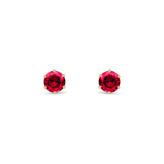 9ct Gold  Ruby-Red CZ Solitaire Stud Earrings, 4mm ½ Carat - JES398