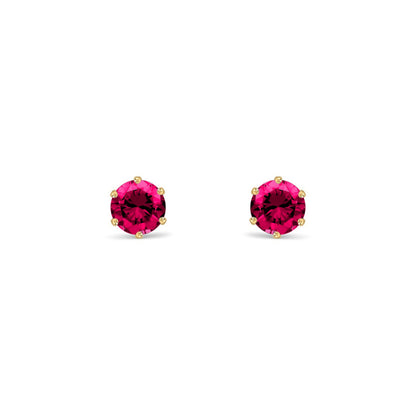 9ct Gold  Ruby-Red CZ Solitaire Stud Earrings, 4mm ½ Carat - JES398