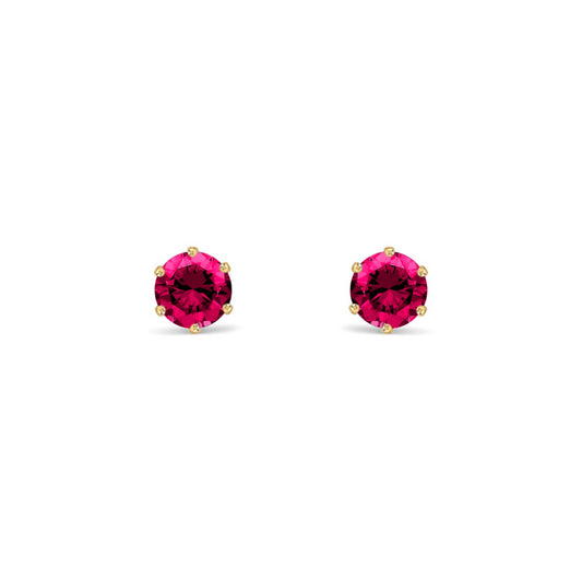 9ct Gold  Ruby-Red CZ Solitaire Stud Earrings, 4mm ½ Carat - JES398