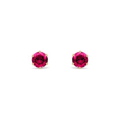 9ct Gold  Ruby-Red CZ Solitaire Stud Earrings, 4mm ½ Carat - JES398