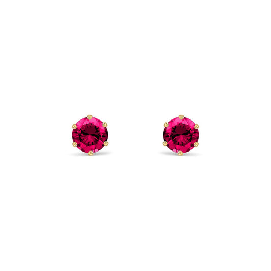 9ct Gold  Ruby-Red CZ Solitaire Stud Earrings, 4mm ½ Carat - JES398