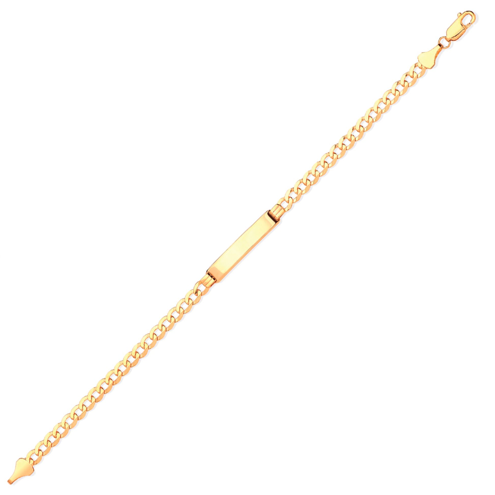 9ct Solid Gold  Gents Curb ID Bracelet 4.5mm 8.5" 21.5cm - JID006