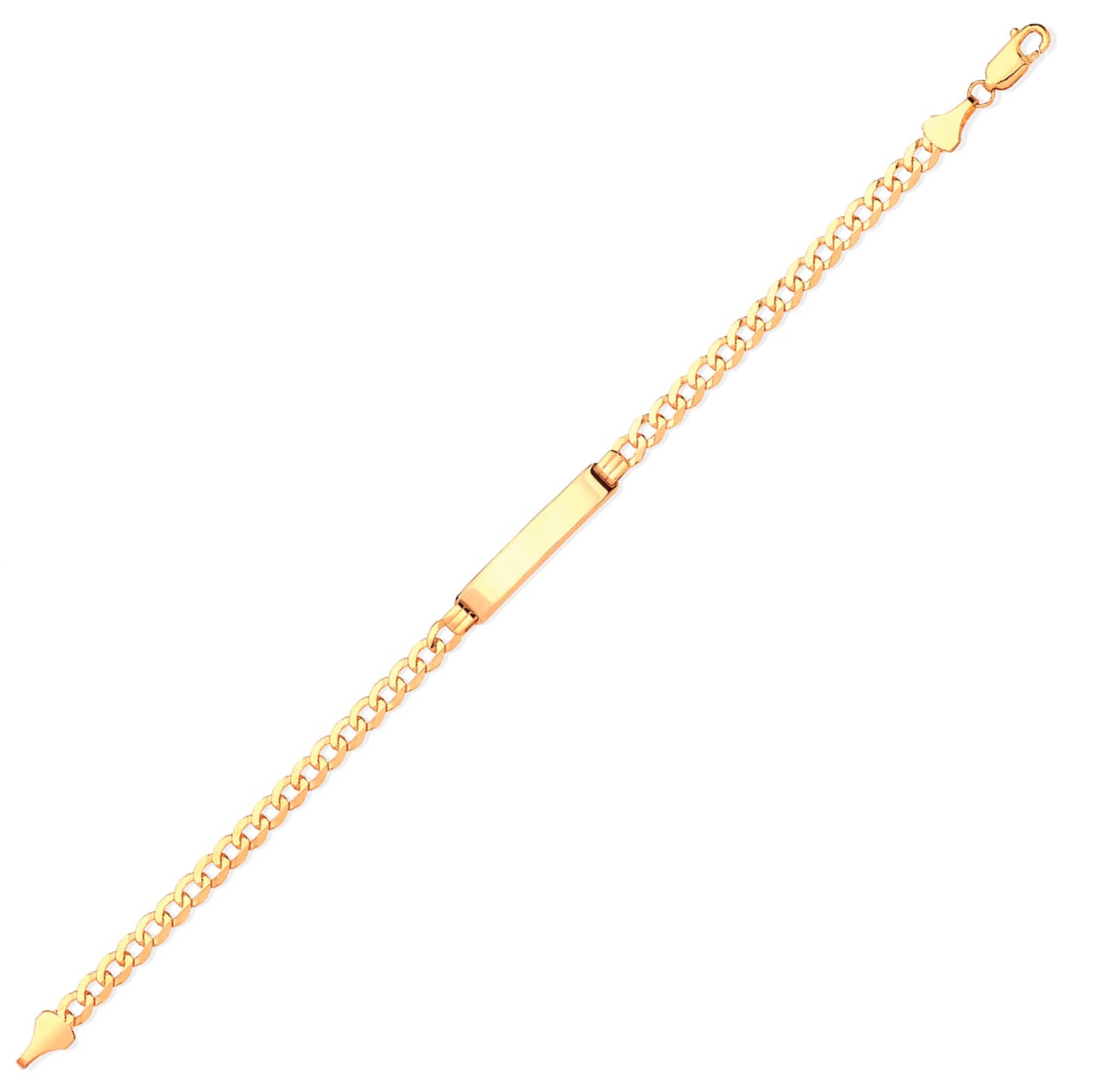 9ct Solid Gold  Ladies Curb ID Bracelet 4.5mm 7.5" 19cm - JID006