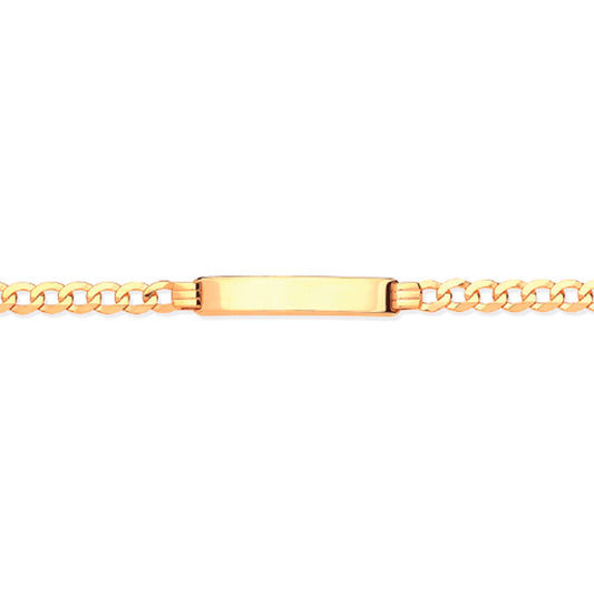 9ct Solid Gold  Ladies Curb ID Bracelet 4.5mm 7.5" 19cm - JID006