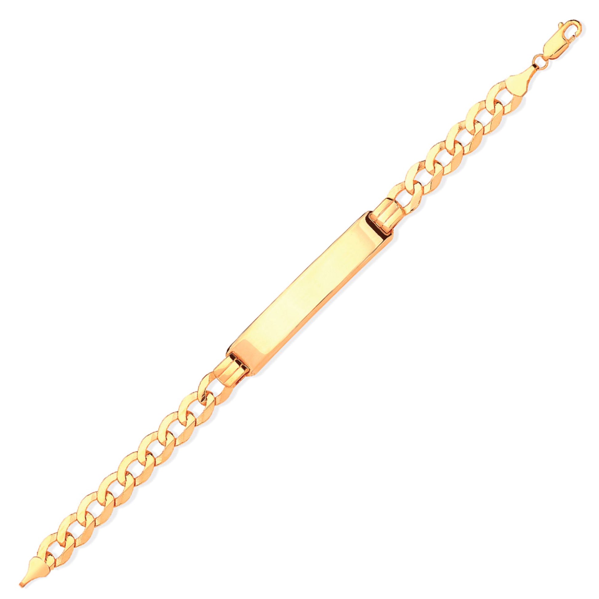 9ct Solid Gold  Gents Curb ID Bracelet 8.5mm 8.5" 21.5cm - JID009