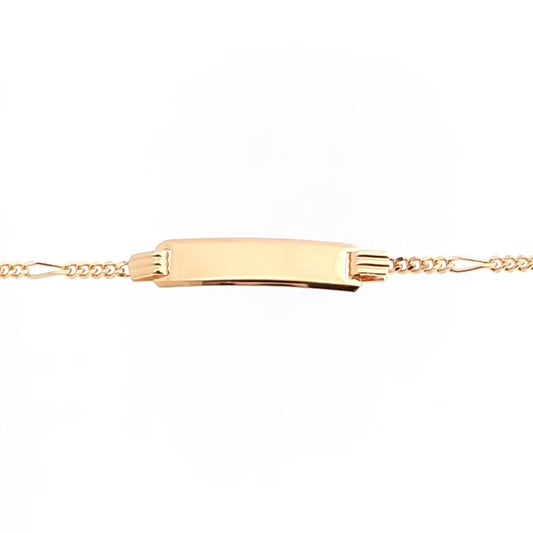 9ct Gold  5 Plus 1 Figaro 1.8mm Identity ID Bracelet 6" - JID037