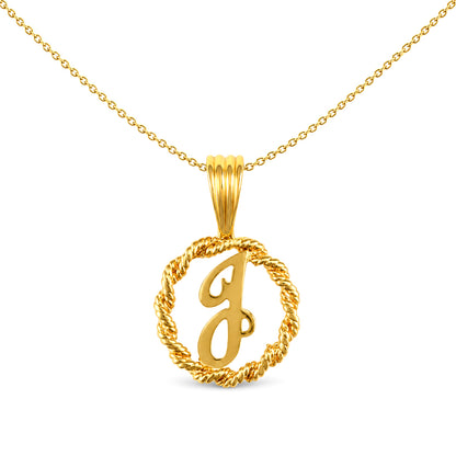 Solid 9ct Gold  Rope Identity Initial Charm Pendant Letter J - JIN001-J