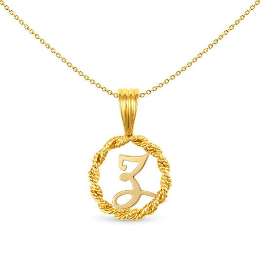 Solid 9ct Gold  Rope Identity Initial Charm Pendant Letter Z - JIN001-Z