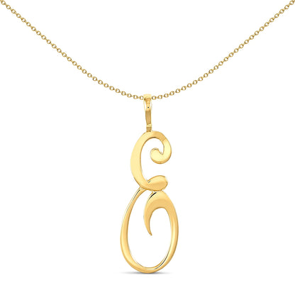 Solid 9ct Gold  Script Identity Initial Pendant Letter E - JIN002-E