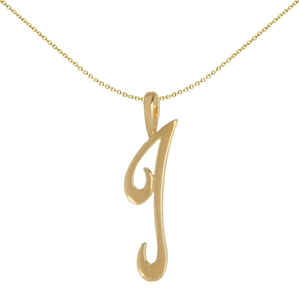 Solid 9ct Gold  Script Identity Initial Pendant Letter I - JIN002-I