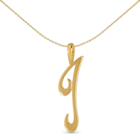 Solid 9ct Gold  Script Identity Initial Pendant Letter I - JIN002-I