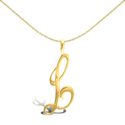 Solid 9ct Gold  Script Identity Initial Pendant Letter L - JIN002-L