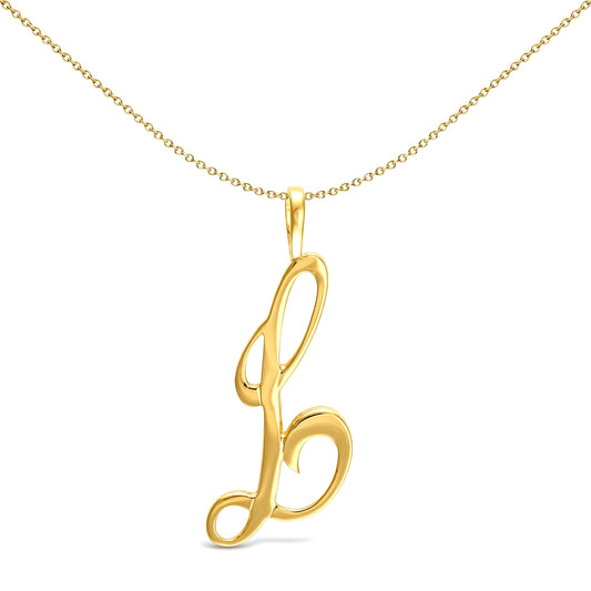 Solid 9ct Gold  Script Identity Initial Pendant Letter L - JIN002-L
