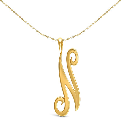 Solid 9ct Gold  Script Identity Initial Pendant Letter N - JIN002-N