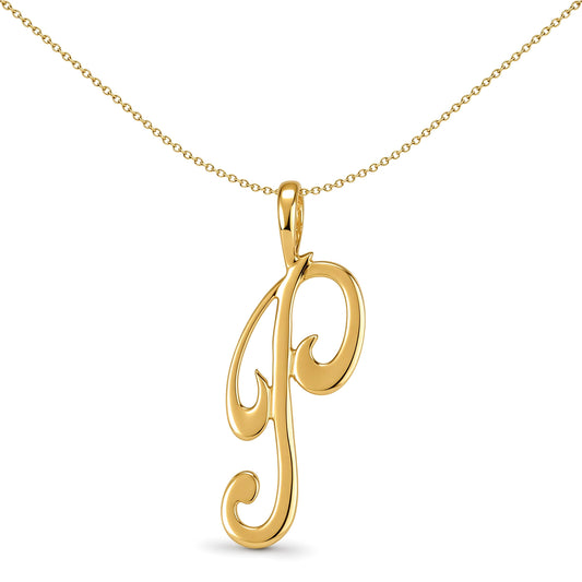 Solid 9ct Gold  Script Identity Initial Pendant Letter P - JIN002-P