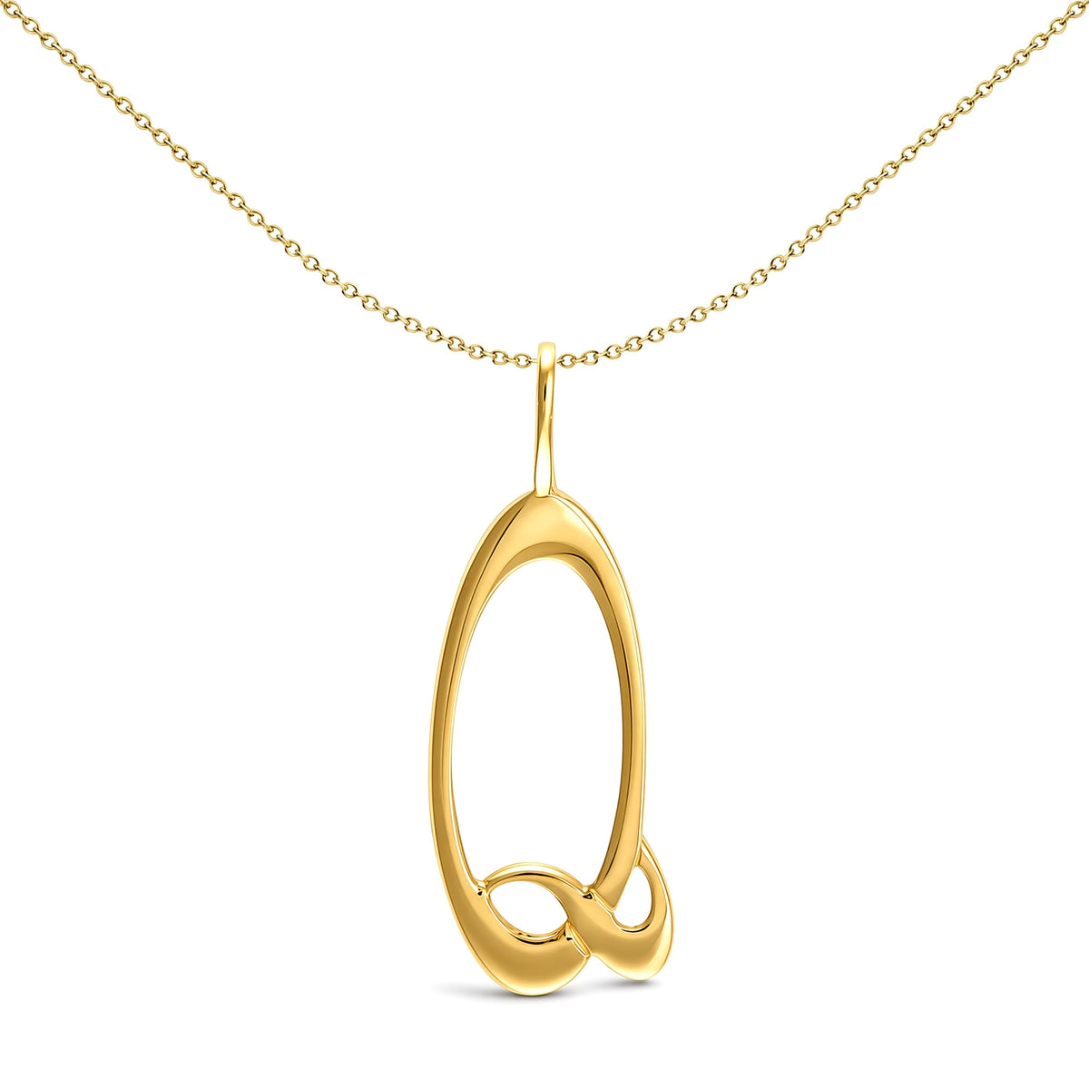 Solid 9ct Gold  Script Identity Initial Pendant Letter Q - JIN002-Q