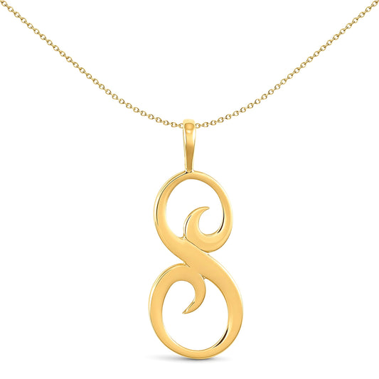 Solid 9ct Gold  Script Identity Initial Pendant Letter S - JIN002-S