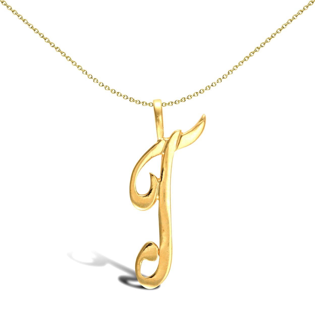 Solid 9ct Gold  Script Identity Initial Pendant Letter T - JIN002-T